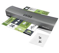 Leitz iLAM Office Pro A3 Laminator - Ultra-Fast 1-Minute Warm-Up, 75-125 Micron, Smart LED Status, Entry Guide LEDs, Anti-Jam, Auto Shut-Off, Includes 5 x A4 Laminating Pouches, Grey/ White, 75181084