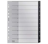 Leitz Index Folder Divider, 1-10 Numerical Tabs, A4, Extra Wide, 90% Recycled Plastic, Eco Friendly, Premium Quality, Recycle Range, 12080095, Black