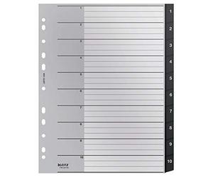 Leitz Index Folder Divider, 1-10 Numerical Tabs, A4, Extra Wide, 90% Recycled Plastic, Eco Friendly, Premium Quality, Recycle Range, 12080095, Black