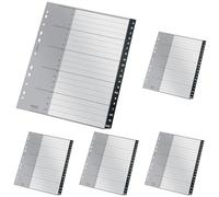 Leitz Index Folder Divider, 20 A-Z Tabs, A4, Extra Wide, 90% Recycled Plastic, Eco Friendly, Premium Quality, Recycle Range, 12190095, Black (Pack of 5)