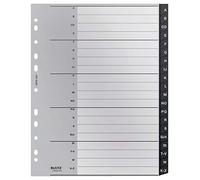 Leitz Index Folder Divider, 20 A-Z Tabs, A4, Extra Wide, 90% Recycled Plastic, Eco Friendly, Premium Quality, Recycle Range, 12070095, Grey