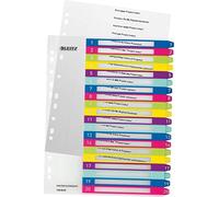 Leitz Index for A4, Pack of 6, PC-writable Cover Sheet and 20 dividers, tabs with Number Print 1-20, Extra Width, Multicoloured, Polypropylene, Wow, 12450000