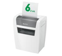 Leitz IQ Document Shredder, 7-6 Sheets (70-80 g/m²), Cross-Cut Shredder, Security Level P4, 15L Bin Container (125 A4 Sheets), Quiet & Compact for Personal/Home Office, White, 8034