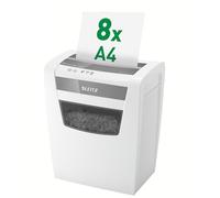Leitz IQ Document Shredder, 9-8 Sheets (70-80 g/m²), Cross-Cut Shredder, Security Level P4, 15L Bin Container (125 A4 Sheets), Quiet & Compact for Personal/Home Office, White, 8036