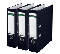 Leitz Lever Arch File, Black, Plastic, A4, 80 mm spine, Pack 3, 310335195
