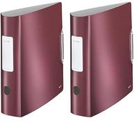 Leitz Lever Arch File, Garnet red, A4, Curved Spine 8.2 cm Width, Elastic Fastening, Light polyfoam, Style Range, 11080028 (Pack of 2)