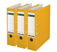 Leitz Lever Arch File, Yellow, Plastic, A4, 80 mm spine, Pack 3, 310335115