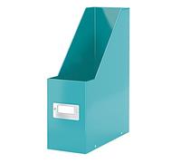 Leitz Magazine File Holder, A4, Cardboard Document Storage Box with Label, Foldable, for Home, Office & School, Click and Store Range 60470051 - Ice Blue