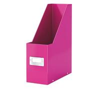 Leitz Magazine File Holder, A4, Cardboard Document Storage Box with Label, Foldable, for Home, Office & School, Click and Store Range 60470023 - Pink