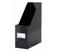 Leitz Magazine File holder, A4, Cardboard Document Storage Box with Label, Foldable with Label, for Home, Office & School, Click and Store Range 60470095 - Black
