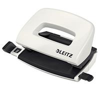 Leitz Mini Hole Punch, 10 Sheets, Guide Bar with Format Markings, Metal, WOW Range, 50601001 - Pearl White