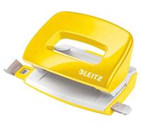 Leitz Mini Hole Punch, 10 Sheets, Guide Bar with Format Markings, Metal, WOW Range, 50601016 - Yellow