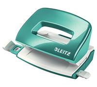 Leitz Mini Hole Punch, 10 Sheets, Guide Bar with Format Markings, Metal, WOW Range, 50601051 - Ice Blue