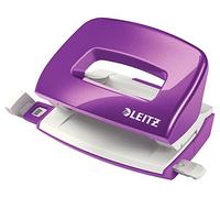 Leitz Mini Hole Punch, 10 Sheets, Guide Bar with Format Markings, Metal, WOW Range, 50601062 - Purple