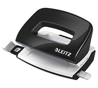 Leitz Mini Hole Punch, 10 Sheets, Guide Bar with Format Markings, Metal, WOW Range, 50601095 - Black