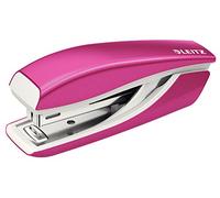 Leitz Mini Stapler, 10 Sheet Capacity, Ergonomic Metal Body, Includes Staples, WOW Range, 55281023 - Metallic Pink