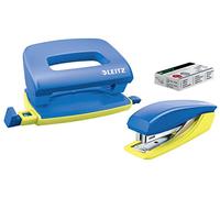 Leitz Mini Stapler & Hole Punch Set, Staple or Punch up to 10 sheets, Includes Staples, Urban Chic Range, Blue, 55996032
