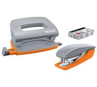 Leitz Mini Stapler & Hole Punch Set, Staple or Punch up to 10 sheets, Includes Staples, Urban Chic Range, Grey, 55996088
