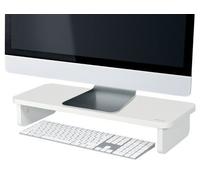 Leitz Monitor Stand Suitable For Desktop & Laptop, Ergonomically Designed Tabletop Riser, 24 Inch Monitor Screens Up To 20kg, Extra Desk Storage For 470mm Wide Keyboard, Ergo Range, White, 64340001