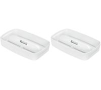 Leitz MyBox Organiser Tray with Handle Small, Storage, Waterproof, BPA Free and Food Safe, White, 53230001 (Pack of 2)