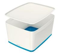 Leitz Mybox Wow White Blue 4-Pack Large Storage Box With Lid 18 Litre