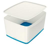 Leitz Mybox Wow White Blue 4-Pack Large Storage Box With Lid 18 Litre