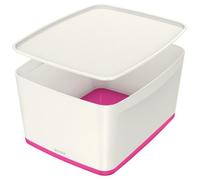 Leitz Mybox Wow White Pink 4-Pack Large Storage Box With Lid 18 Litre