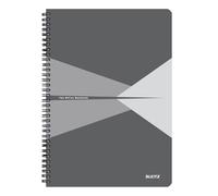 Leitz Office College Pad - A4 Squared Notebook with Cardboard Cover, Spiral Binding, 360 Degree Opening, 180 Pages / 90 Sheets of FSC-Certified Paper (80 g/m²), For Office & School, Grey, 46471085
