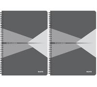 Leitz Office College Pad - A4 Squared Notebook with Cardboard Cover, Spiral Binding, 360 Degree Opening, 180 Pages / 90 Sheets of FSC-Certified Paper (80 g/m²), For Office & School, Grey, 46471085