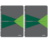 Leitz Office College Pad - A5 Lined Notebook with Cardboard Cover, Spiral Binding, 360 Degree Opening, 180 Pages / 90 Sheets of FSC-Certified Paper (80 g/m²), For Office & School, Green, 44591055