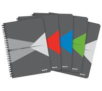 Leitz Office College Pad (Pack of 5) - A5 Lined Notebook with PP Cover, Spiral Binding, 180 Pages / 90 Sheets of FSC-Certified Paper (80 g/m²), For Office and School, Assorted Colours, 44991099