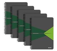 Leitz Office Notebook A5 Ruled Wire Cardboard Green Perforated 180 Pages 5 Pieces of 90 Sheets