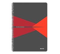 LEITZ Office Wirebound Notebook A4 Ruled Cardboard Red Perforated Pack of 5