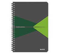 LEITZ Office Wirebound Notebook A5 Ruled Cardboard Green Perforated Pack of 5