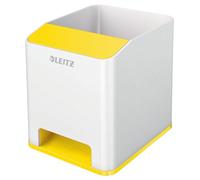Leitz 53631016 Sound pencil case sound amplification function, WOW, White/Yellow