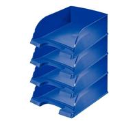 Leitz Plus Jumbo Letter Tray Wheelbarrow - Set of 4 Height 103 mm Dark Blue