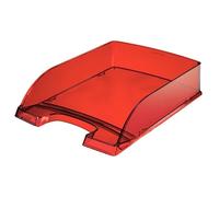 Leitz A4 Letter Tray, Transparent Red, Plus Range, 52260028