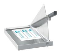 Leitz Precision Office Paper Cutter A4+, Guillotine, Cuts 15 Sheets, 381mm Cut Length, Precision Steel Blade, Premium Glass Base With Edge Glow & Blade Guard, 90210000
