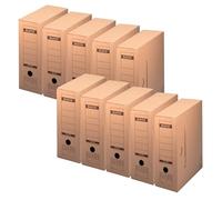 Leitz Premium archive box with flap, 10 pieces, 100% recyclable, FSC certified, natural brown, 6086000