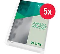 Leitz Premium Maxi Punched Pockets A4 Embossed Transparent 170 microns PVC (Polyvinyl Chloride) Top Opening 11 Holes Pack of 5