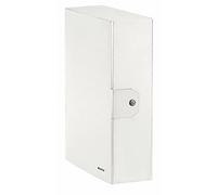 Leitz Press Stud Closure Box File,Plastic-Coated, 25 x 35 cm Dorso 10 cm Metallic White