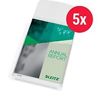 Leitz Punched Pockets A4 Embossed Transparent 170 microns PVC (Polyvinyl Chloride) Top Opening 11 Holes Pack of 5