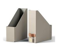 Leitz Puro Magazine File - Set of 2 Durable A4 Magazine Holders, Compatible with Cube Units and Storage Shelves, Holds 900 Sheets (80gsm), Desk Organiser for Office & Home, 10 x 26 x 31cm, Beige