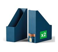 Leitz Puro Magazine File - Set of 2 Durable A4 Magazine Holders, Compatible with Cube Units and Storage Shelves, Holds 900 Sheets (80gsm), Desk Organiser for Office & Home, 10 x 26 x 31cm, Ocean Blue