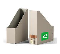 Leitz Puro Magazine File - Set of 2 Durable A4 Magazine Holders, Compatible with Cube Units and Storage Shelves, Holds 900 sheets (80gsm), Desk Organiser for Office & Home, 10 x 26 x 31cm, Sand Beige