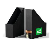 Leitz Puro Magazine File - Set of 2 Durable A4 Magazine Holders, Compatible with Cube Units and Storage Shelves,Holds 900 Sheets(80gsm),Desk Organiser for Office & Home,10 x 26 x 31cm, Obsidian Black