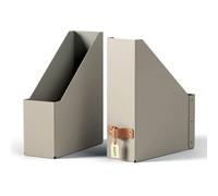 Leitz Puro Magazine File - Set of 2 Durable A4 Magazine Holders, Compatible with Cube Units and Storage Shelves, Holds 900 sheets (80gsm), Desk Organiser for Office & Home, 10 x 26 x 31cm, Sand Beige