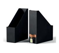 Leitz Puro Magazine File - Set of 2 Durable A4 Magazine Holders, Compatible with Cube Units and Storage Shelves,Holds 900 Sheets(80gsm),Desk Organiser for Office & Home,10 x 26 x 31cm, Obsidian Black