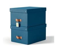 Leitz Puro Medium Storage Boxes with Lid - Set of 2 Durable Storage Box, Compatible with Cube Units & Shelves, 17L Stackable Organiser, Suitable for Home & Office (27 x 37 x 20cm, Ocean Blue)