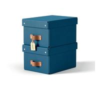 Leitz Puro Small Storage Box with Lid - Set of 2 Durable Storage Boxes, Compatible with Cube Units & Shelves, 7L Stackable Organiser, Suitable for Home & Office (20 x 28 x 15 cm, Ocean Blue)